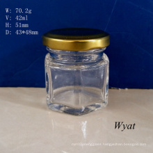 40ml Hexagonal Honey Glass Jar 1.5 Oz Glass Jar for Jam Glass Honey Jar with Cap